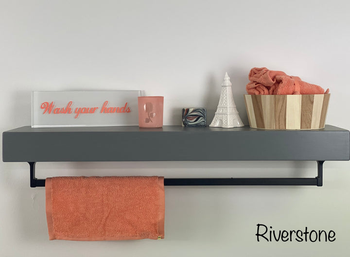 Riverstone Floating Shelf - Square Oil-Rubbed Bronze Towel Bar