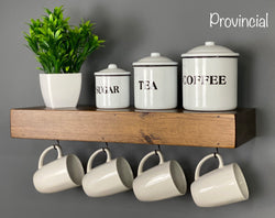 Provincial Floating Shelf with Coffee Mug Hooks