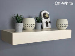 Off-White Floating Shelf - Round Satin Nickel Towel Bar