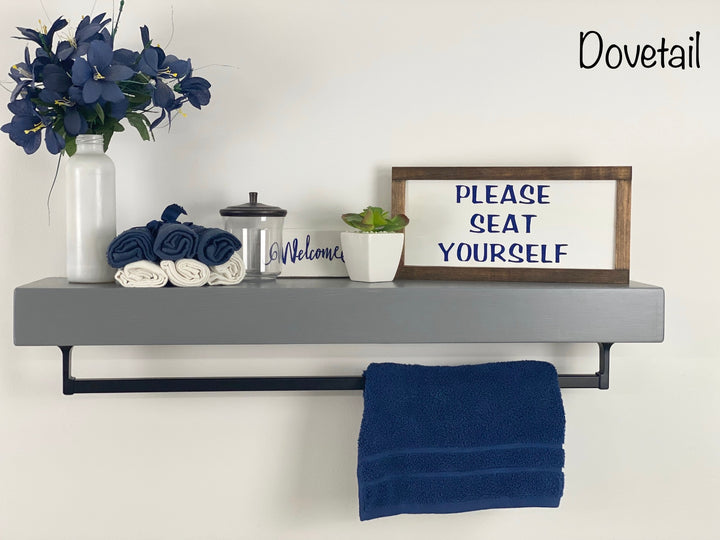Dovetail Floating Shelf - Square Oil-Rubbed Bronze Towel Bar