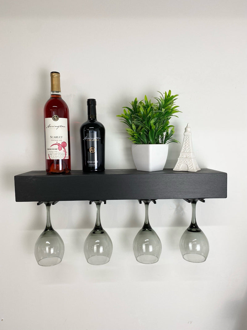 Stemware Rack Shelf For Glassware Black Floating Shelf With Wine