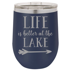 12 Oz Life Is Better At The Lake Wine Mug - YA018