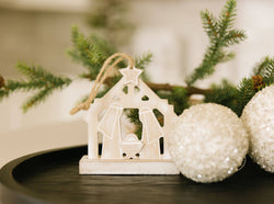 75521 - 5x5 wood Christmas ornament NATIVITY holiday Decor