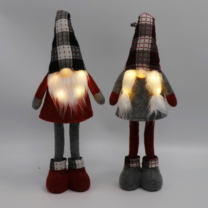 Holly & Jolly Set of 2 18in Gnome w/ lit up Beard - Timered