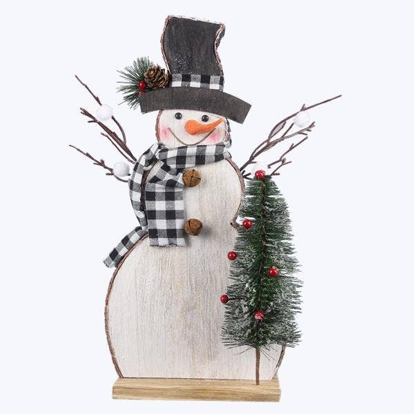 Wood Christmas Snowman with Tree