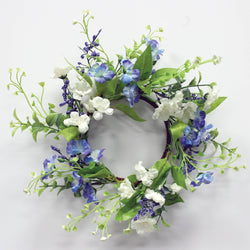 Periwinkle and White Flowers Candle Ring