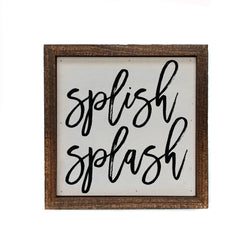 6X6 Splish Splash Kids Bathroom Sign - Wooden Decor