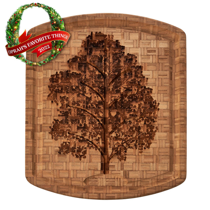 Family Tree Carving Board with Juice Groove