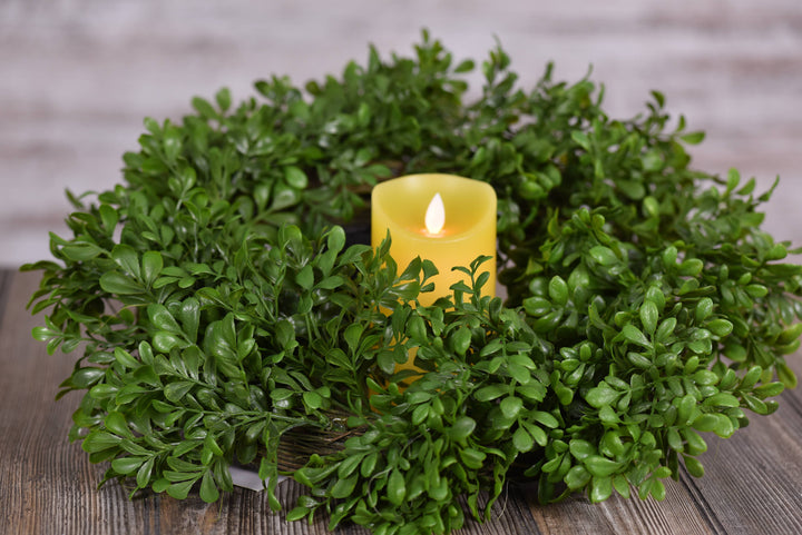 Boxwood Candle Ring 6.5in