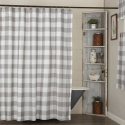 Madison Check Gray Shower Curtain 72Lx72W