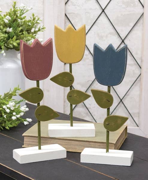 Wooden Tulip Pedestal, 3 Assorted