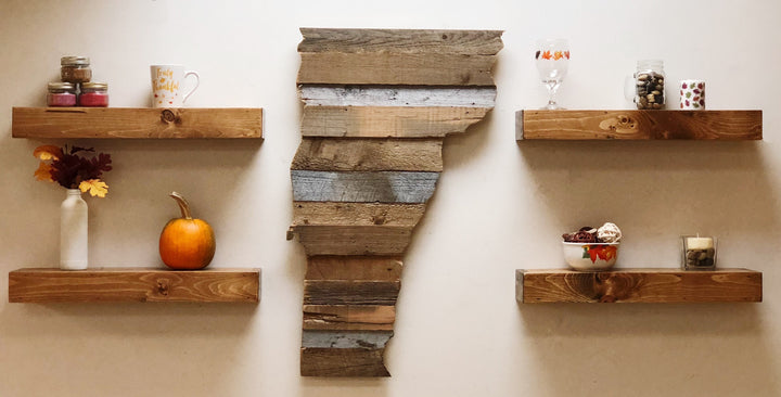 Reclaimed Barn Wood Vermont State Cutout