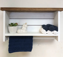 Farmhouse Bathroom Shelf with Towel Bar
