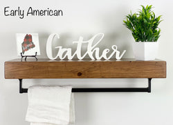 Bathroom Shelf with Towel Bar | Floating Bathroom Shelf | Stained | Oil-Rubbed Bronze