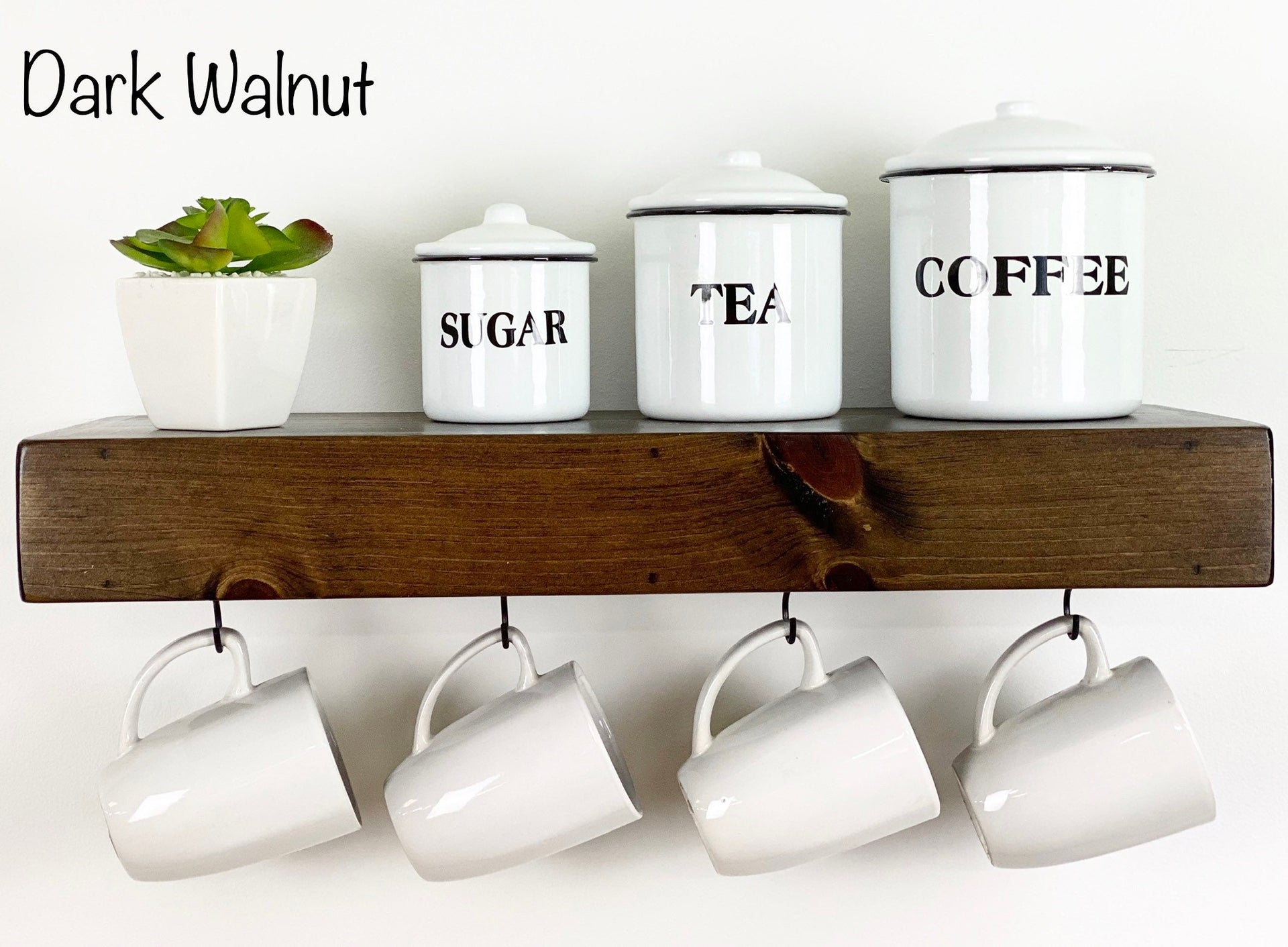 Floating Shelf with Coffee Mug Hooks Stained Creative Carpentry of
