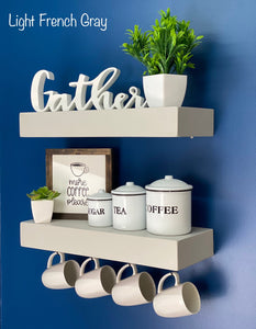 Coffee Bar Shelf Set of 2  Floating Shelves with Coffee Mug Hooks –  Creative Carpentry of Maine