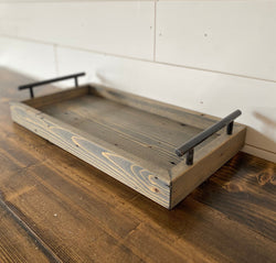 Reclaimed Wood Tray | Ottoman Tray Coffee Table Centerpiece with Handles